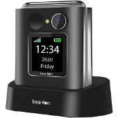 Beafon Fold 10 – 2G vikbar mobiltelefon med stora knappar, svart/silver