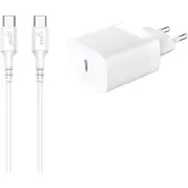 Gear Charger 220V 1xUSB-C White PD/PPS 30W +1m Cable USB-C to USB-C