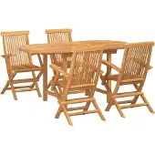 vidaXL Trädgårdsmöbelset 5 pcs Brun Massivt teakträ