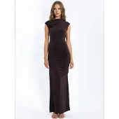 Hiccups for Kids Slit Detaljerad Bodycon Sandy Maxi Klänning