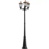 QAZQA Klassisk utomhuslykta svart med koppar 220 cm 3-ljus IP44 - Havana