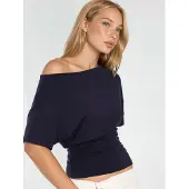 Hiccups for Kids Asymmetrisk Hals Mjuk Viskosstickad Topp