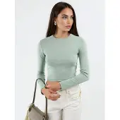 Busem Slim Fit Långärmad Crop Top med Rundad Halsringning