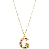 Luxenter Luxenterhalsband med flerfärgade zirkoner 18k guldfinish - Alfabet