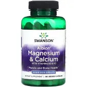 Swanson Health , Albion, Magnesium & Kalcium med Vitamin D3 & K2, 90 Veggie Capsuler
