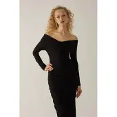 Hiccups for Kids Avskuren axel draperad bodycon maxiklänning