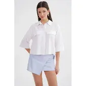 MixRay Kortärmad Crop Poplin Skjorta
