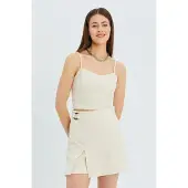 MixRay Hjärta Krage Figurerad Crop Blus