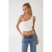 Hiccups for Kids Asymmetrisk Krage Åtsittande Crop Top