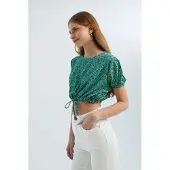 Hiccups for Kids Blommig Rundhalsad Drawstring Crop Top