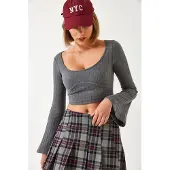 Bianco Stitch Detaljerad Crop Top