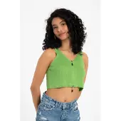 Hiccups for Kids V-ringad stickad ribbad crop top med dragkedja
