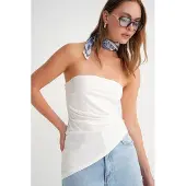 MixRay Utan axelremmar draperad blus