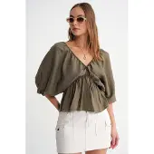 MixRay V-ringad Blus med Volangdetalj