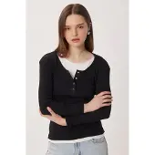 Happiness İstanbul Slim Fit Ribbade Knapplånga Ärmar Blus
