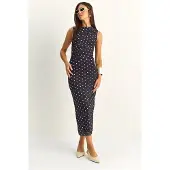 Bianco Prickig Bodycon Midi Klänning