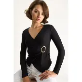 Bianco Dubbelknäppt Blus med Accessoar Detalj