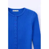 MixRay Knappad Slim Fit Ribbad Stickad Cardigan