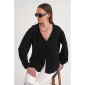 MixRay Blus med lång ärm och avslappnad passform samt knytkrage