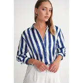 MixRay Randig Poplin Skjorta