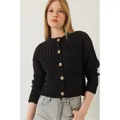 Bianco Knappbär cardigan med rund hals