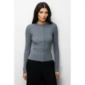 MixRay Ribbade stickade knappcardigan