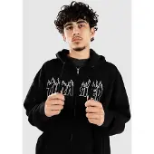 Thrasher Flame Embroidered Hoodie med Dragkedja black Storlek S