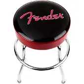 Fender Red Sparkle Logo Barstool Black/Red Sparkle/Chrome 24"