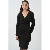 Big Dart Bodycon midi-klänning med V-hals och knytning