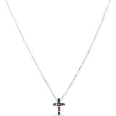 Luxenter Sterling Silver 925 halsband med flerfärgad zirkonia rodiumpläterat - Sharra