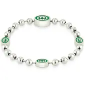 Gucci Yba701609001 701609 J8410 8414 Sammanlåsande G Emaljerad Kulkedja Silverarmband YBA701609001 (19)