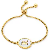 Luxenter Luxenterarmband i vit pärlemor med 18K gult guld - Alfabet