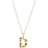 Luxenter Luxenterhalsband med flerfärgade zirkoner 18k guldfinish - Alfabet