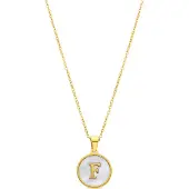 Luxenter -halsband i vit pärlemor med 18K guldfinish - Alfabet