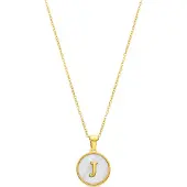 Luxenter halsband i vit pärlemor med 18K guldfinish - Alfabet