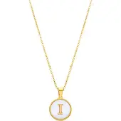 Luxenter -halsband i vit pärlemor med 18K guldfinish - Alfabet
