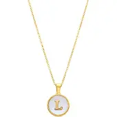 Luxenter -halsband i vit pärlemor med 18K guldplätering - Alphabet