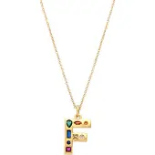 Luxenter Luxenterhalsband med flerfärgade zirkoner 18k guldfinish - Alfabet