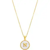 Luxenter halsband i vit pärlemor med 18K guldfinish - Alfabet