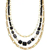 Luxenter -halsband med svart harts 18k guldfinish - Nyste