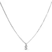 Luxenter Halsband med Glänsande Zirkonia silverfinish - Alfabet
