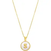 Luxenter -halsband i vit pärlemor med 18K guldfinish - Alfabet