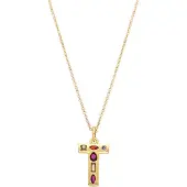 Luxenter Luxenterhalsband med flerfärgade zirkoner 18k guldfinish - Alfabet