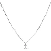 Luxenter -halsband med glänsande silverfärgad zirkon - Bokstaven I
