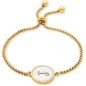 Luxenter armband i vit musselkärna med 18K gult guld - Alfabet