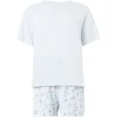 Hunkemoller Kort pyjamas 'Daisy' pastellblå / ljusblå / grön / vit