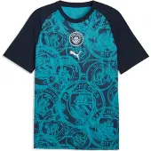 Puma Manchester City Tränings T-Shirt Pre Match - Deep Navy/Tropisk blå - , storlek Large
