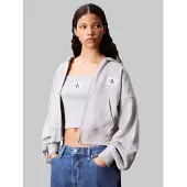 Calvin Klein Jeans Sweatjacka 'Woven Label Hoodie' ljusgrå