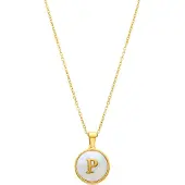 Luxenter Luxenterhalsband i vit pärlemor med 18K gult guld - Alfabetet