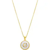 Luxenter halsband i vit pärlemor med finish i 18K gult guld - Bokstaven G beige